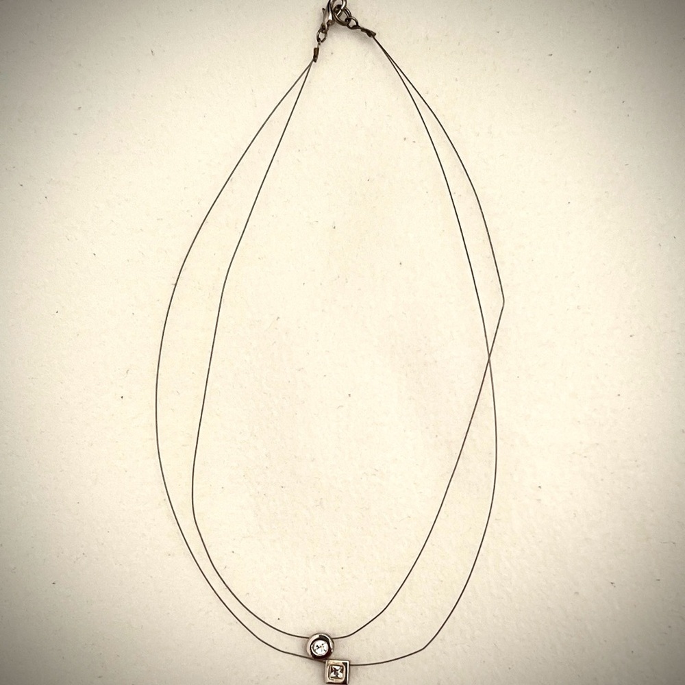 Elegant Double Layer Necklace with Silver Crystal Accents